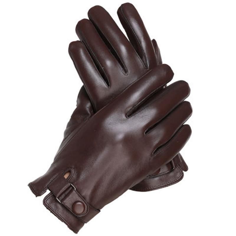 Sheepskin leather men in winter, plush thickened for warmth, cycling, motorcycle driving, touch screen, and finger_voghion.com
