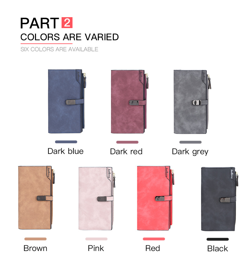 Baellerry Women's Long Wallet New Arrival Multi-card Matte Leather Clutch Multi-functional Mobile Phone Bag_voghion.com
