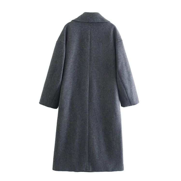 Women's clothing 2024 autumn and winter new item, loose collared double breasted long coat jacket_voghion.com