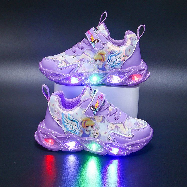 Mädchen Frühling Neue Stil kinder Sport Schuhe Mit Licht Atmungsaktivem Mesh Leder Vielseitige Student Schuhe Elsa Prinzessin Schuhe_voghion.com