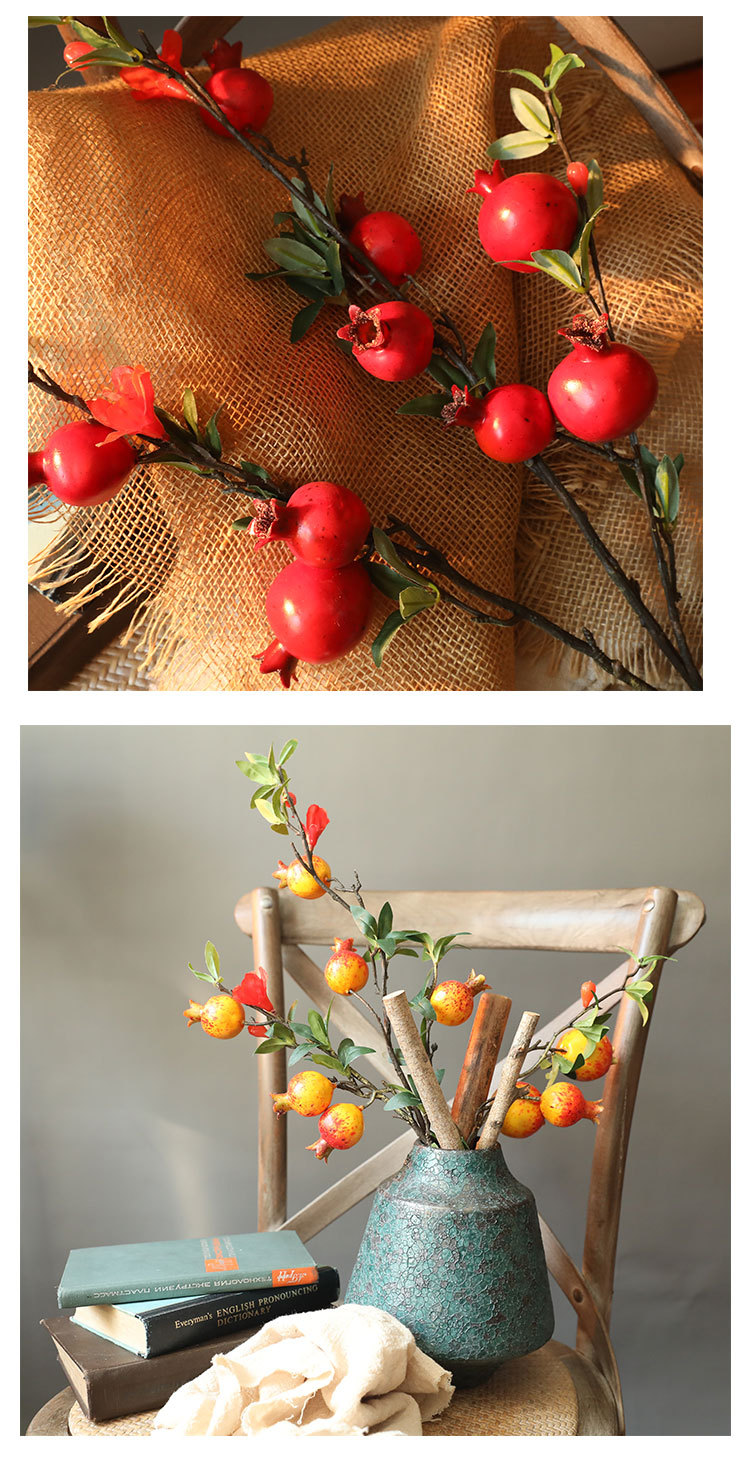 Decorazioni di nozze di piante verdi di fiori artificiali di melograno in stile INS_voghion.com