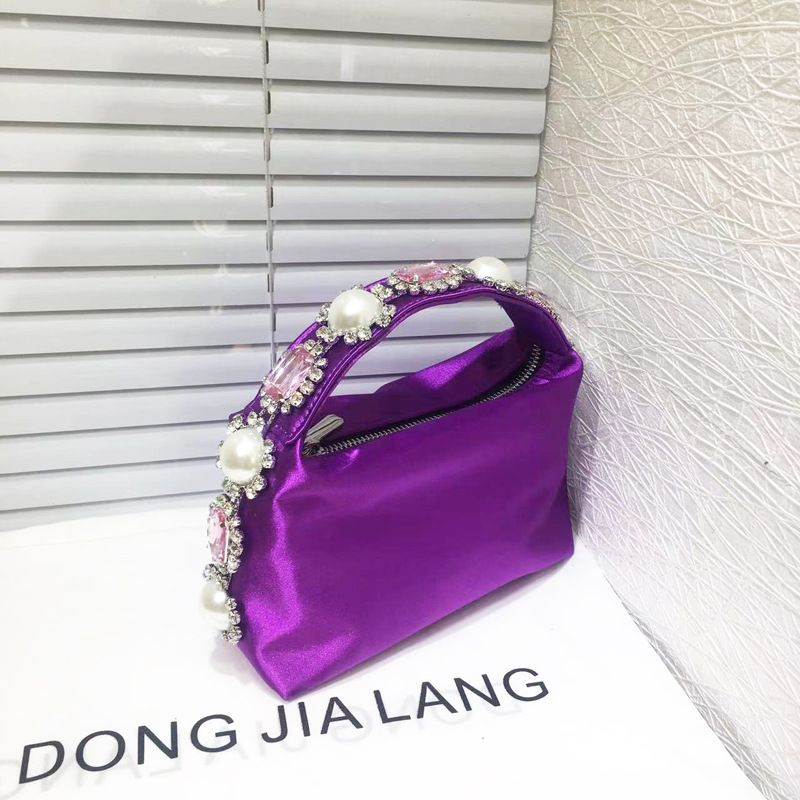 Borsa da sera a mano con pochette in raso di perle e fiori tempestati di diamanti, nuova e trendy per le donne_voghion.com