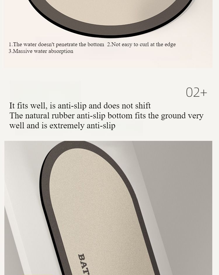 Tapis de sol haut de gamme en boue de diatomée, antidérapants et anti-salissures pour salle de bain, absorbants et à séchage rapide pour porte d'entrée, tapis de salle de bain_voghion.com