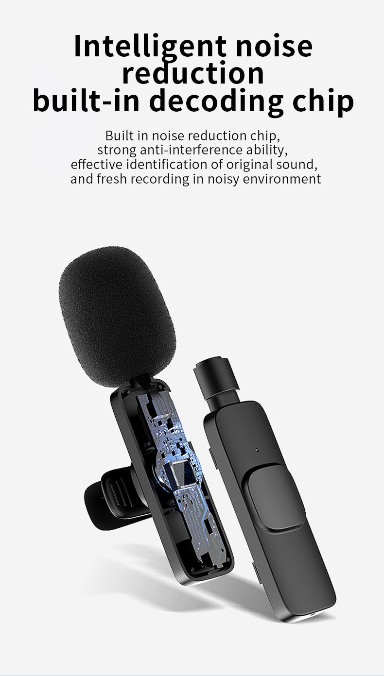 Yeni K8K9 Kablosuz Yaka Bluetooth Açık Hava Canlı Kayıt Gürültü Azaltma Mini Mikrofon_voghion.com