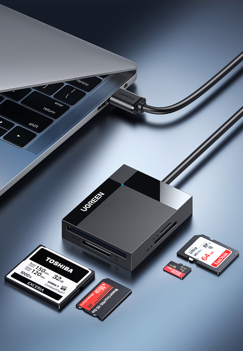 UGREEN Card Reader 4-in-1 USB3.0/USB-C SD Micro SD TF CF MS Compact Flash Card Adapter For Laptop PC Multi OTG Smart Card Reader_voghion.com