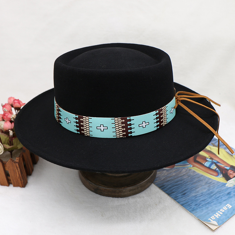 cappello da cowboy da festa da donna con top in lana e nylon ad anello, cappello a cilindro riccio in stile europeo e americano_voghion.com