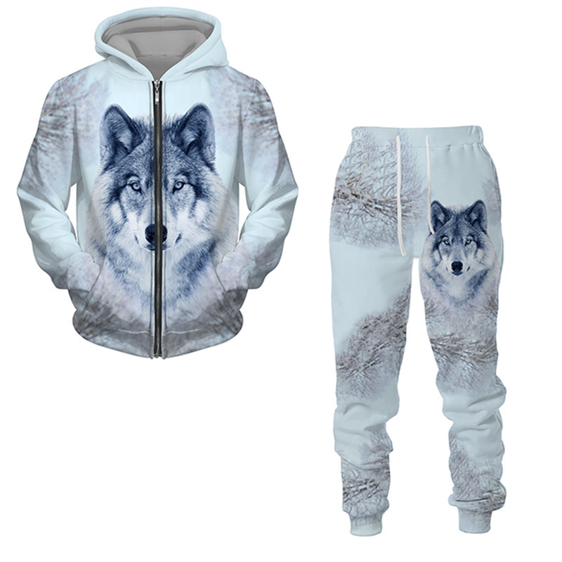 2024 Nieuwe Tijger 3D-geprinte hoodieset lente- en herfst herentrui_voghion.com