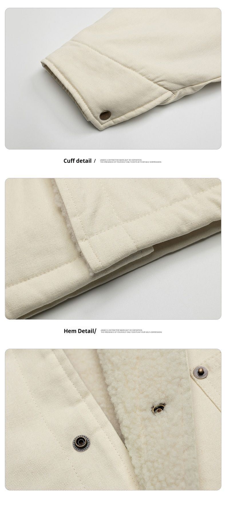 #OVDY Autunno/Inverno Nuovo Cappotto in Agnello con Cappuccio in Velluto a Coste e Tela con Cuciture e Cappuccio in Velluto Spesso_voghion.com