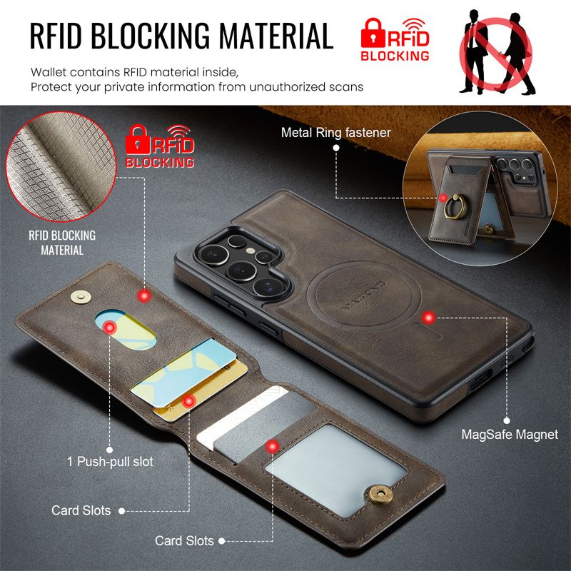 Magnetische 2-in-1-Geldbörse aus Leder für Samsung Galaxy S25 Edge S24 Plus S23 Ultra Wireless Charging Back_voghion.com