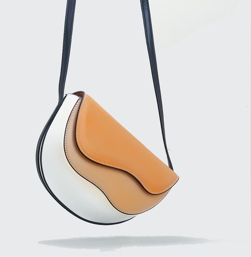Borsa a tracolla da donna, borsa di nicchia turca 2024, nuova borsa a tracolla con onda curva e colori a contrasto, borsa sottobraccio con giunzioni, borsa da donna personalizzata._voghion.com
