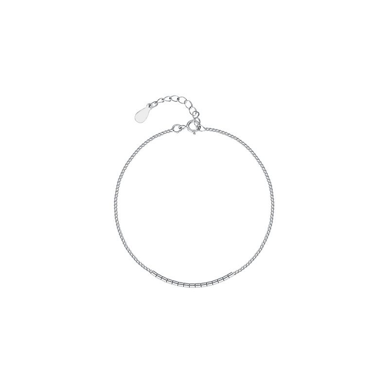 S Pure Silver Geometric Small Square Women's Simple Niche Light Luxury Ins Cold Style Bracelet Anklet_voghion.com