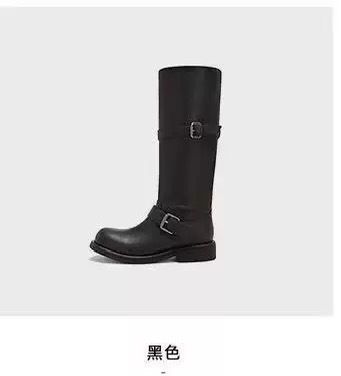 Rindsleder-Version ~ Koreanischer Stil, breite Schuhe aus echtem Leder, Sohle, hoher Flor, dicker Absatz, lange Röhren-Ritterstiefel für Damen_voghion.com