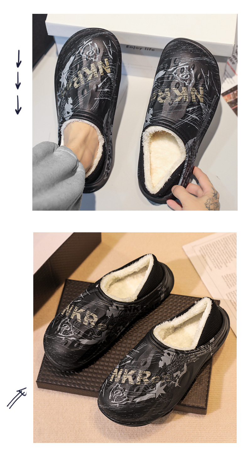 Pantofole da uomo lavabili in lavatrice leggere per interni invernali con punta chiusa in pile_voghion.com