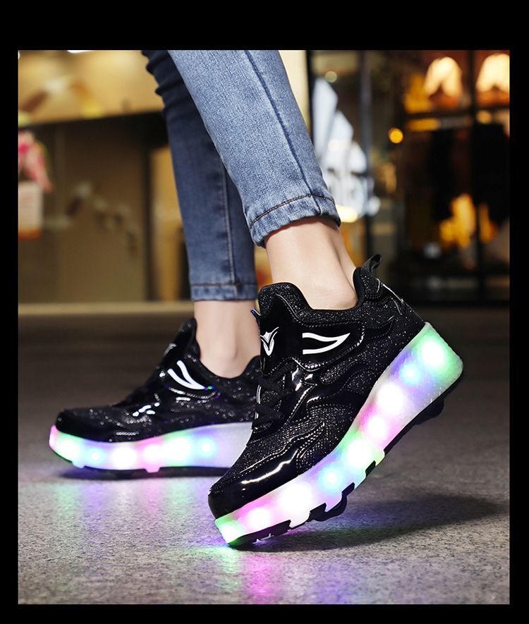 Kids Shoes New running shoes, girls' roller skates, small four-wheel detachable walking invisible luminous shoes_voghion.com