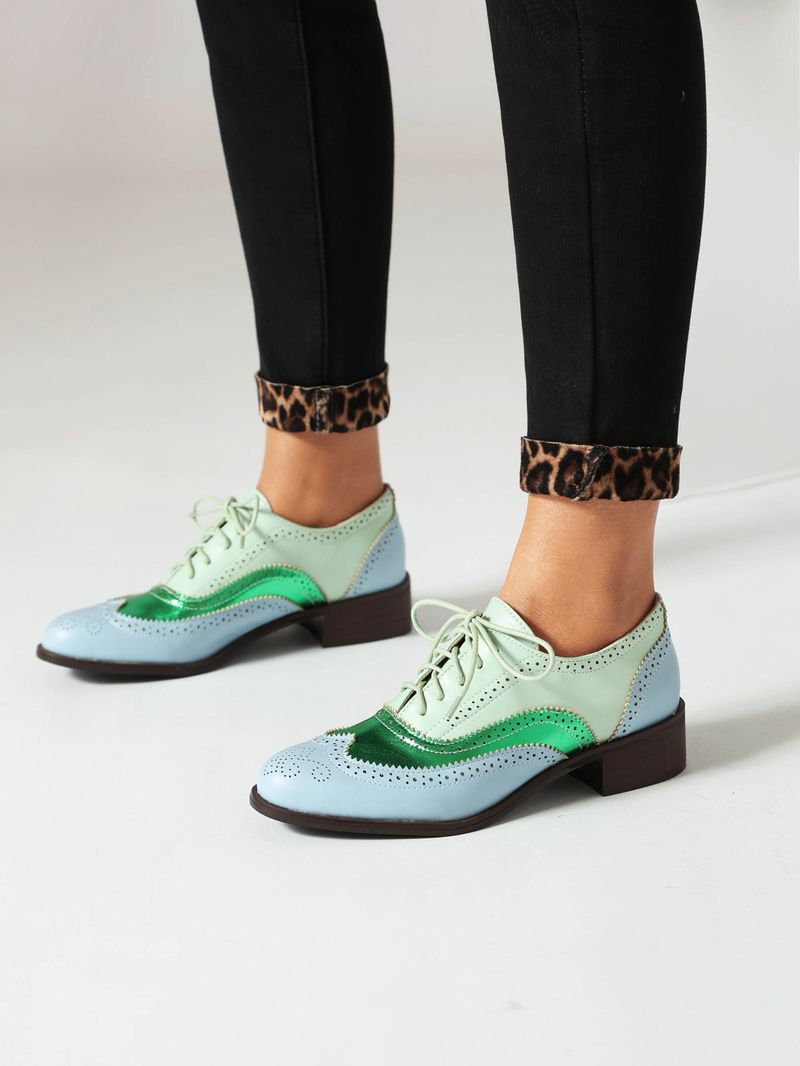 Plus-size lente enkel schoenen vintage Britse kleur contrast Braddock diepe veterschoenen damesschoenen_voghion.com