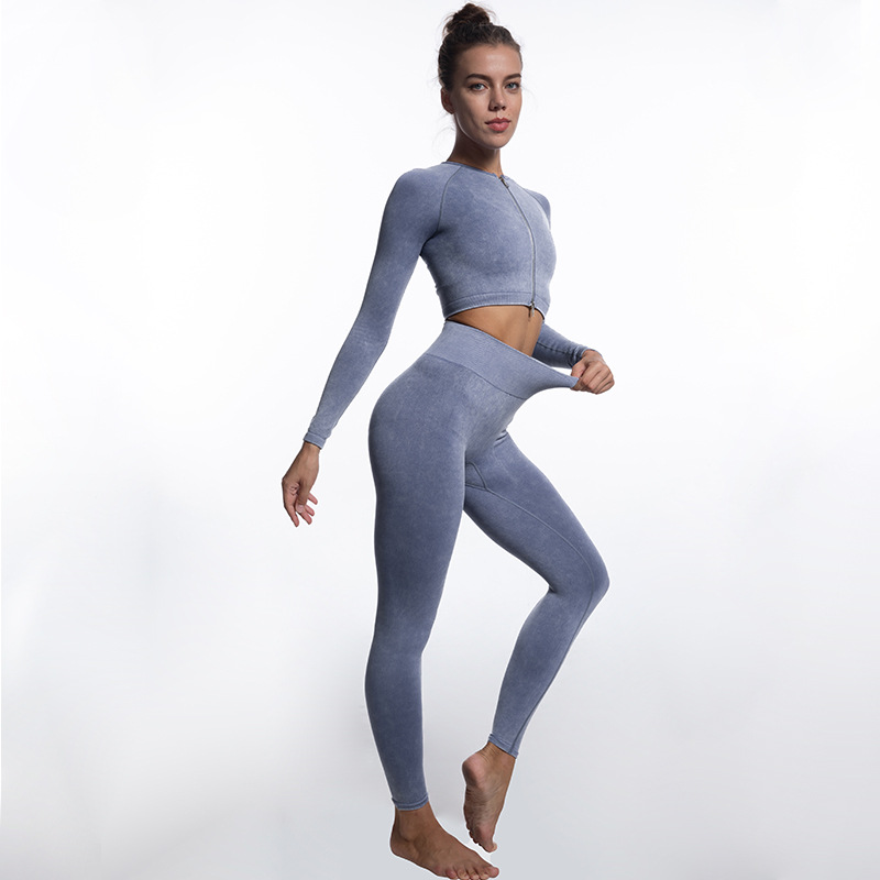 Pantalon de course serré à manches longues pour femmes, combinaison de yoga, de fitness, de fitness, avec fermeture éclair_voghion.com