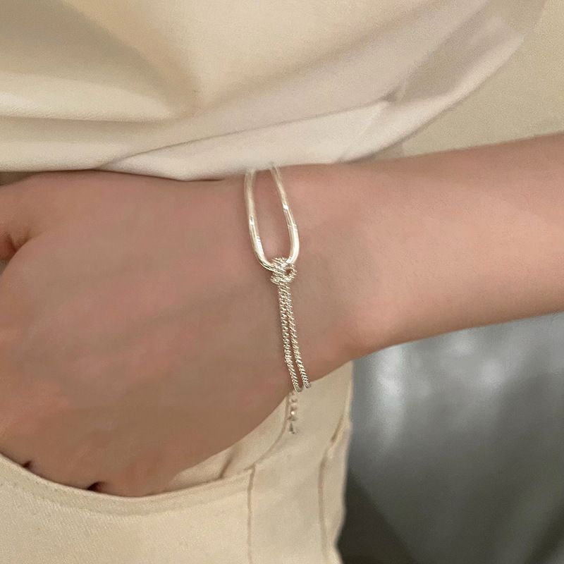 Bracciale patchwork in metallo argentato Dongdaemun coreano per donna, stile Ins, leggero, alla moda, semplice, versatile,_voghion.com
