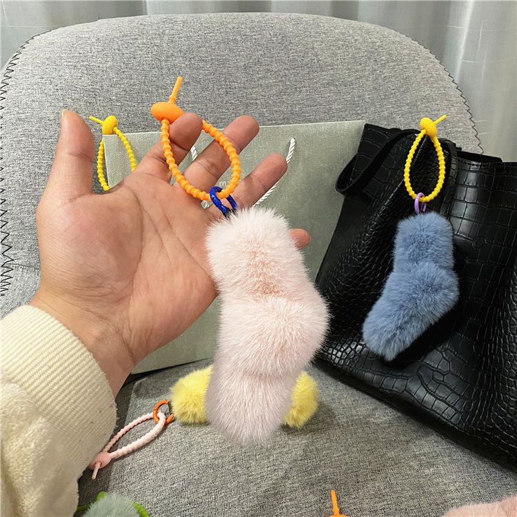 Taschenanhänger, gedrehter Knoten, süßes Mädchen, Süßigkeitenfarbe, Plüsch, Auto-Schlüsselanhänger, Taschenanhänger, Handyhülle, Zubehör, Geschenk_voghion.com