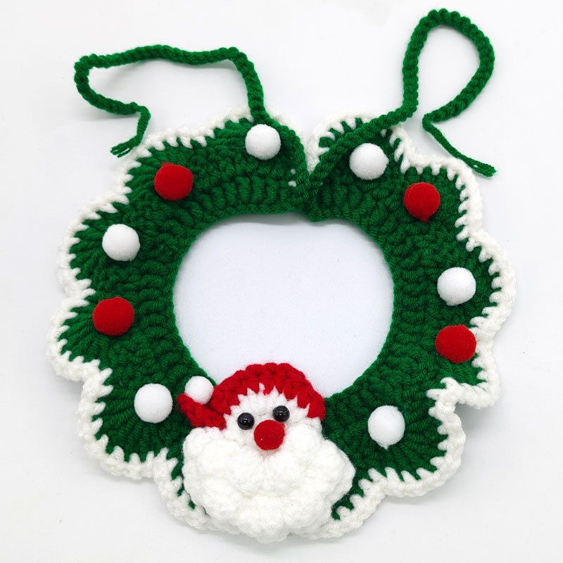 Sciarpa di lana lavorata a maglia per cani e gatti, bavaglino, bavaglino di Babbo Natale, collare per festival_voghion.com