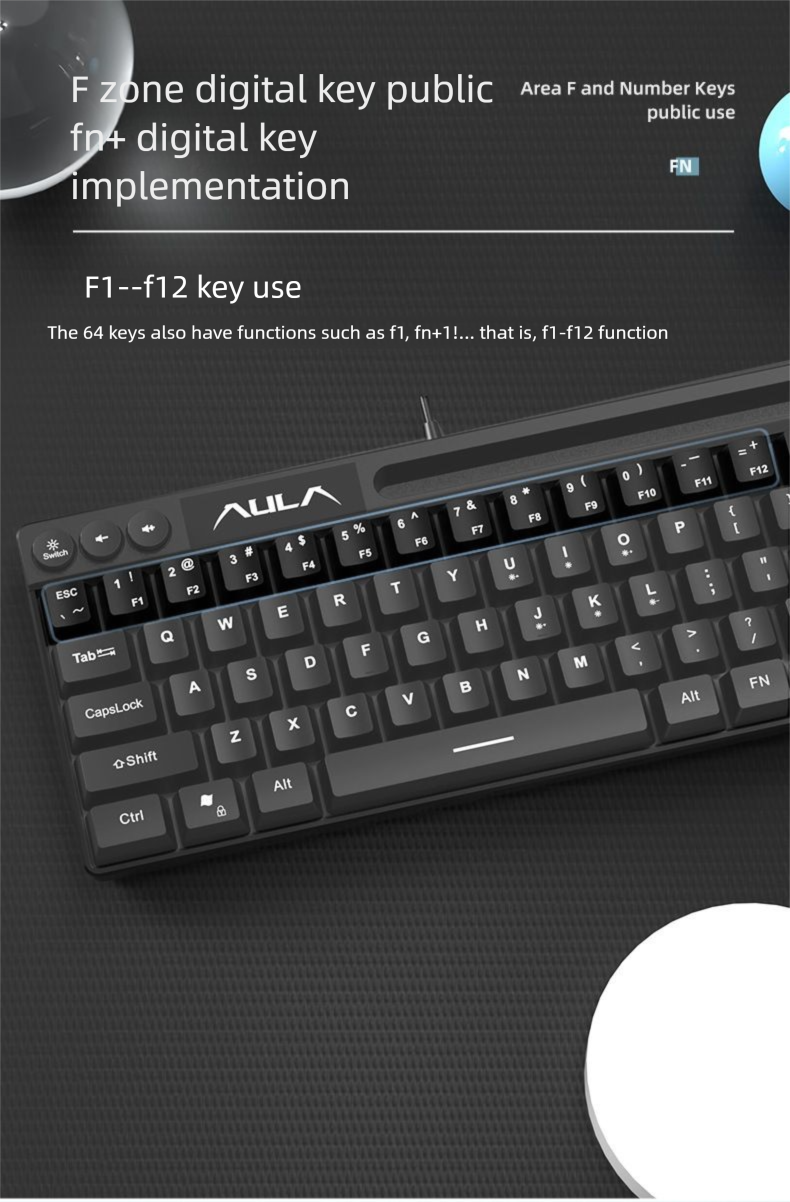 Wolf Spider F3061 Mini Tastiera Meccanica Sensibile 61 Tasti Cablata Gaming RGB Desktop Laptop Portatile_voghion.com