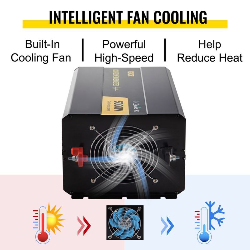 VEVOR Power Inverter, 5000W Modified Sine Wave Inverter, DC 12V To AC 120V Car Converter, With LCD Remote Controller, LED Indicator, AC Outlets Inverter For Truck RV Car Boat Travel Camping Emergency_voghion.com