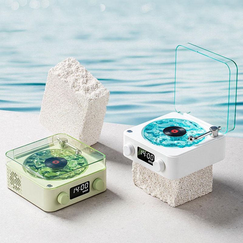 Wave vinyl record player Wireless Retro Sleep Aid Speakers 360 Surround Sound White Noise Bluetooth Speaker Music Center_voghion.com