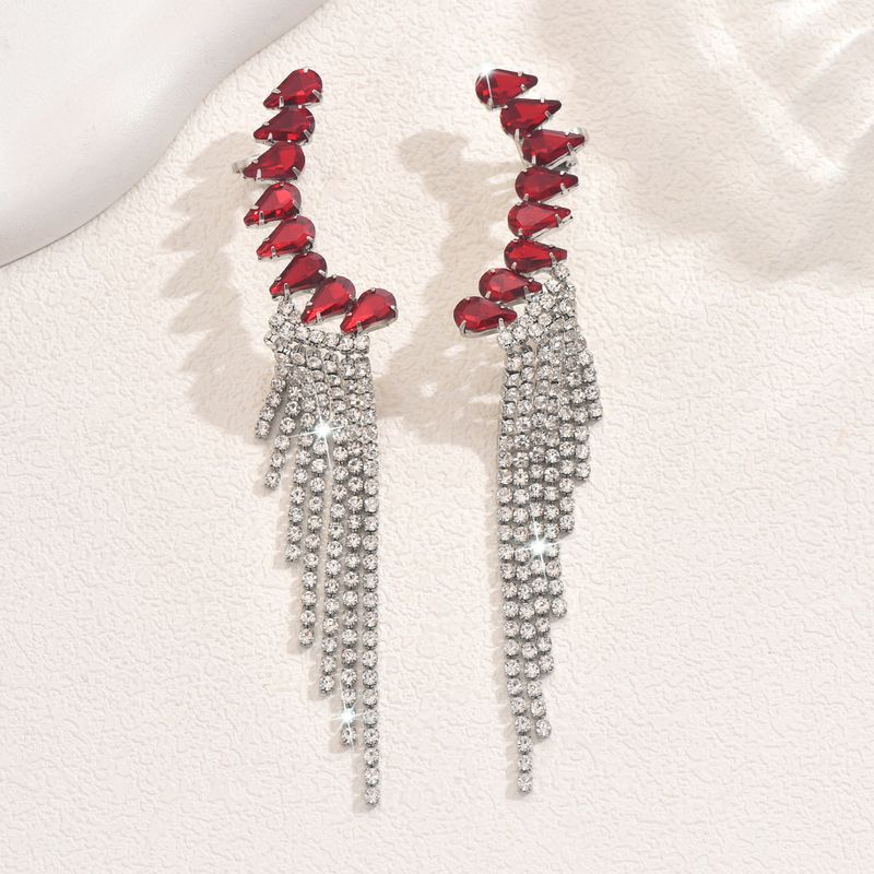 Unisex Earrings Personalized Tassel Earrings Fashionable Temperament Super Flash Diamond Claw Chain Earrings_voghion.com