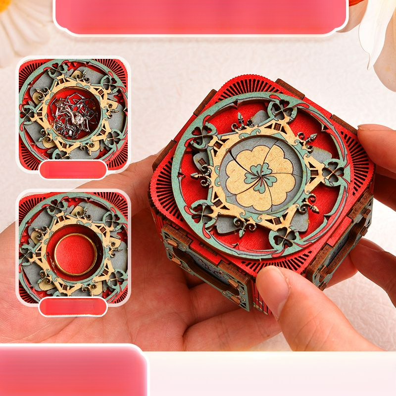 Exquisite Music Handmade DIY Flip Cover Eight-Tone Wooden Assembly Valentine's Day Confession Birthday Gift Box_voghion.com
