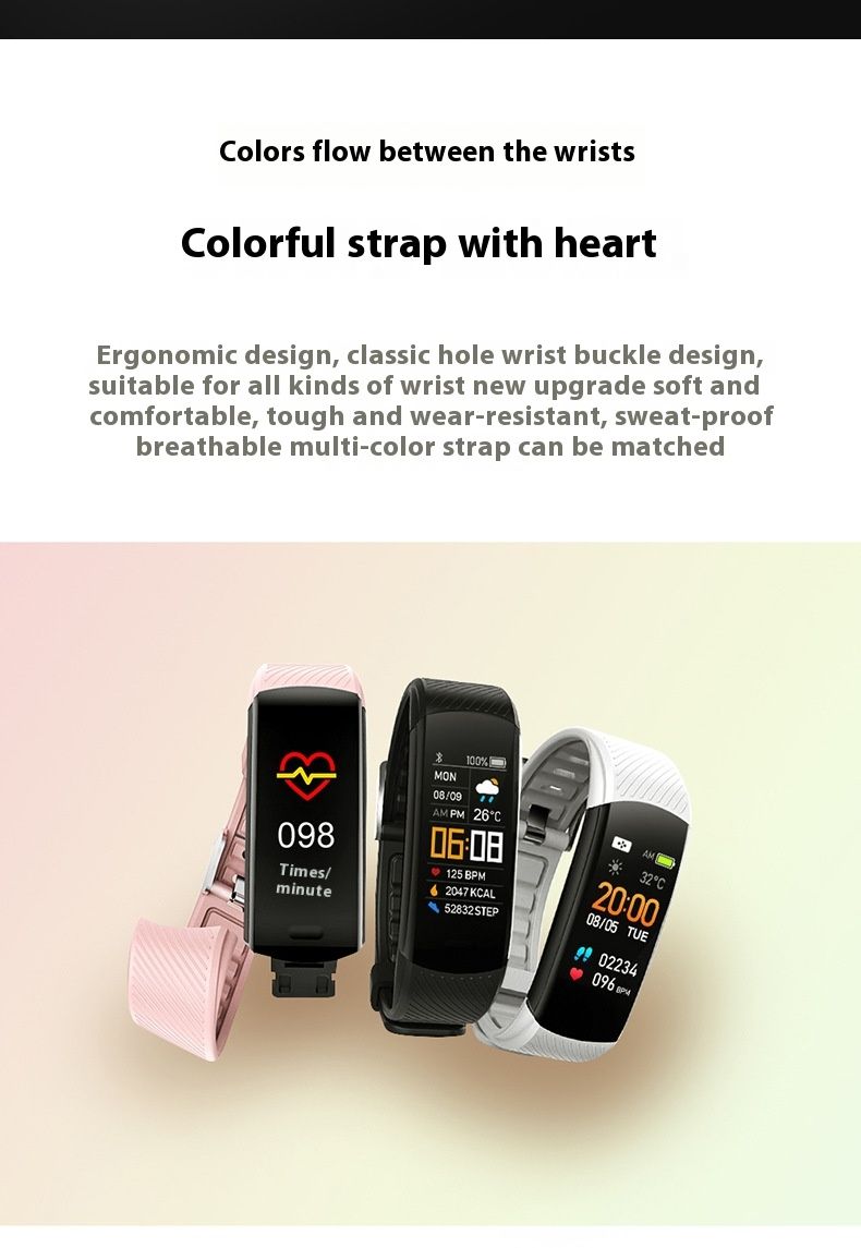 Braccialetto intelligente sportivo 2024 con frequenza cardiaca, pressione sanguigna, monitoraggio del sonno, conteggio dei passi, regalo per la salute_voghion.com