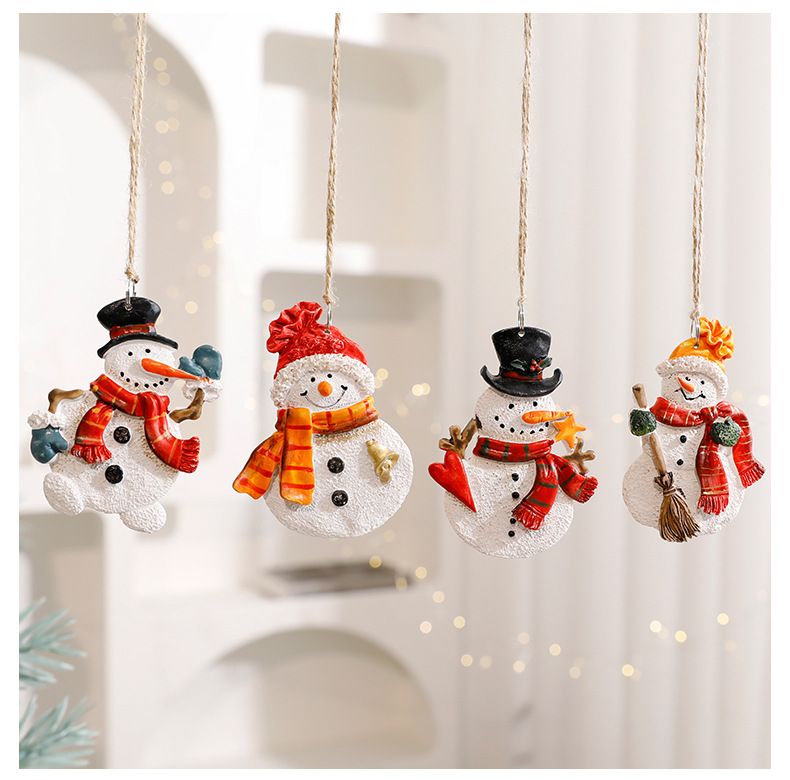 Christmas Resin Ornament Set – Classic Santa & Snowman Hanging Decor For Tree, Gifts & Festive Displays (11 Unique Style Combinations)_voghion.com