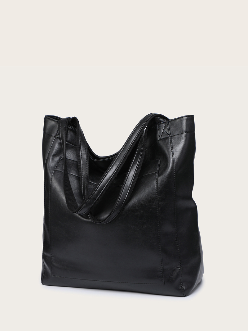 Pocket Women's Soft Handheld One Shoulder Oil and Wax Leather Large Capacity Fashion New Tote Bag_voghion.com