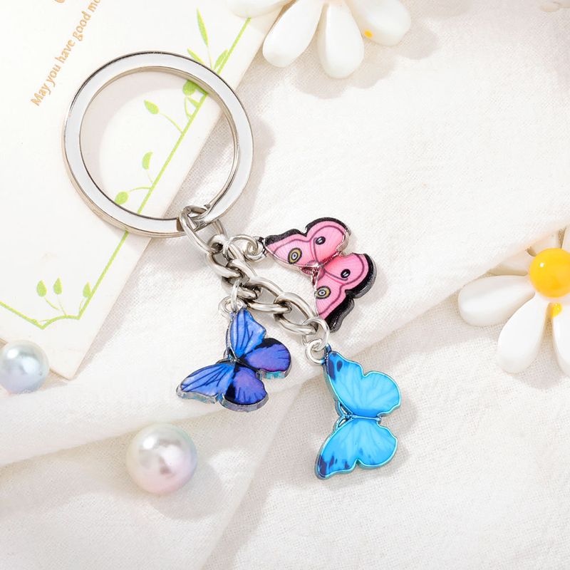 Crystal Colorful Enamel Butterfly Keychain Pendant Accessory Key Ring Fashion Simple_voghion.com
