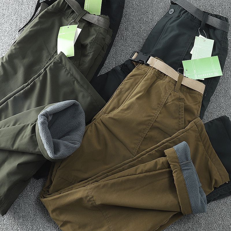 Herren Arbeitshose mit Fleece, wasser- und winddichte Softshell-Hosen für den Außenbereich, warme Arbeitshose mit geradem Bein_voghion.com