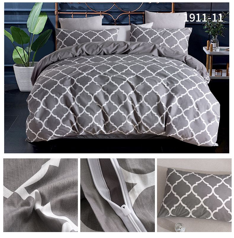 Set di biancheria da letto 3 pezzi di dimensioni europee - Copripiumino e federe minimalisti (UK King/Queen, 100% cotone, traspirante e antipiega, lavabile in lavatrice)_voghion.com