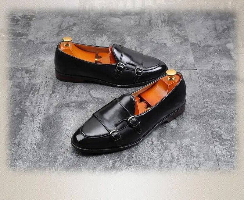 Herren Retro Patina Freizeit Lederschuhe Trendy Schnalle Party Hochzeit Schuh Herren Driving Flats Herren Mokassins Loafers EU_voghion.com