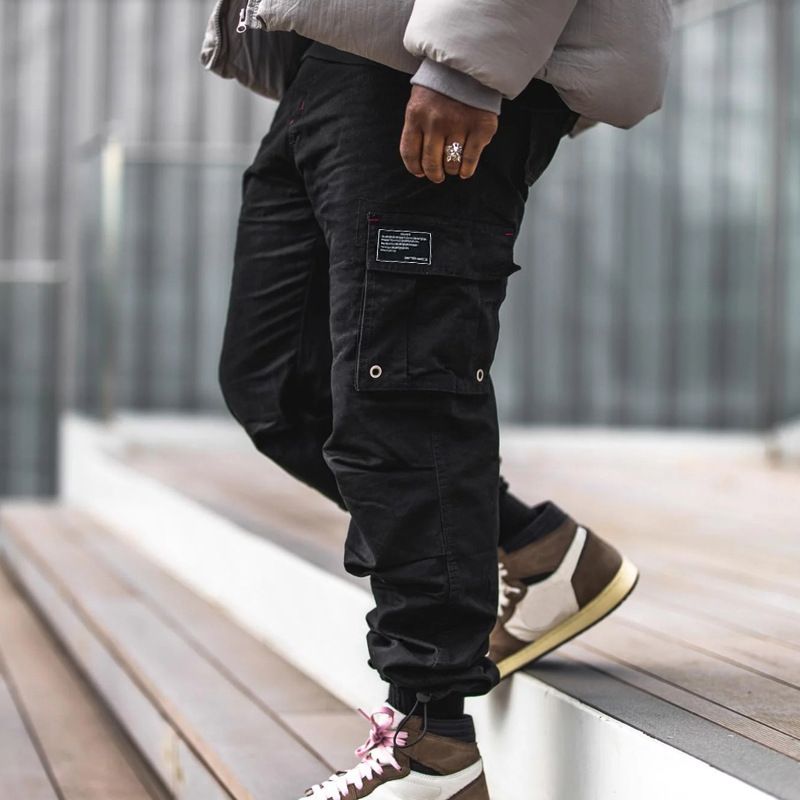 25 Spring Summer New Men's Casual Pants Multi-Pocket Solid Color Loose Jogger Cargo Trousers_voghion.com