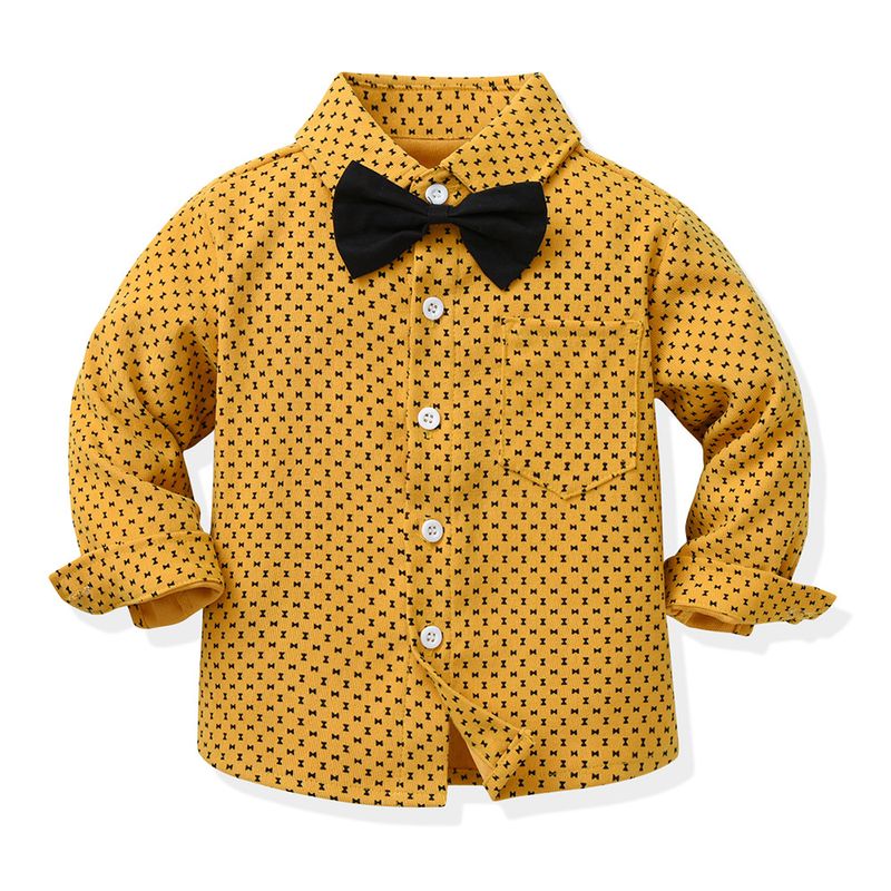 Kinderkleidung Hinweis Jungenanzug Langarm bedrucktes Hemd Overall Kinder Gentleman Kleid Einjähriges Leistungskostüm_voghion.com
