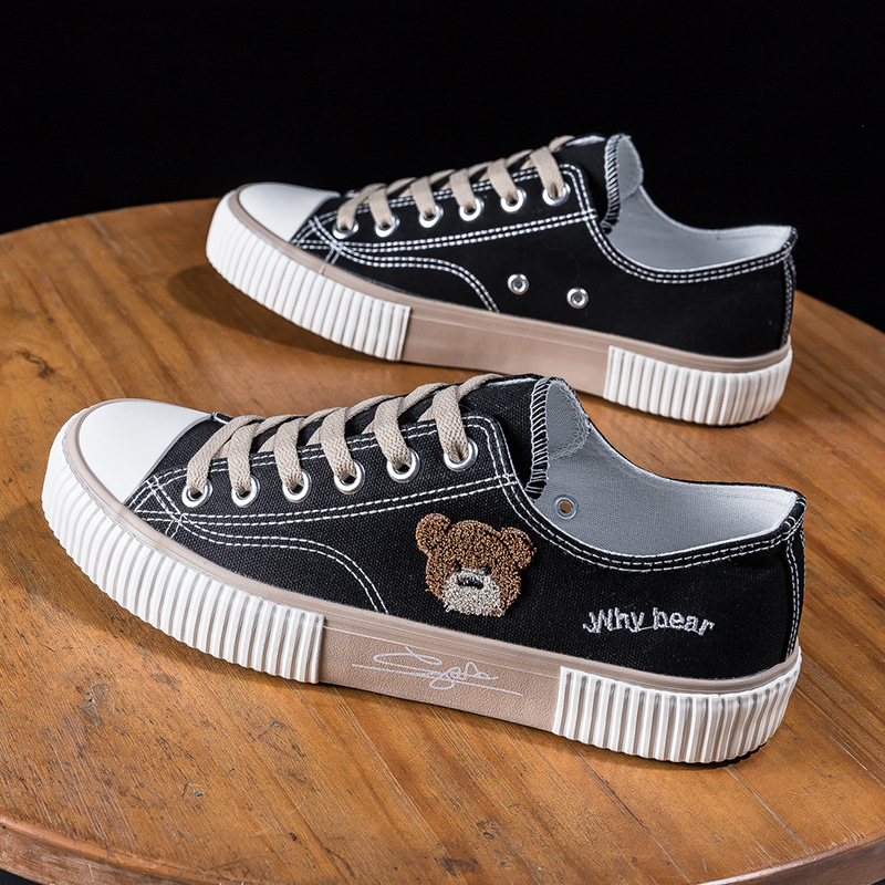 Scarpe da ginnastica basse in tela Little Bear Cartoon da uomo, per studenti, 2025, nuove, versatili, con suola morbida e traspirante_voghion.com