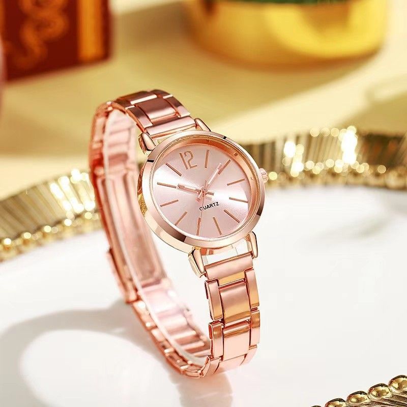 Thin - Strap Gold Steel Band Women's Quartz Watch With Student Dial_voghion.com