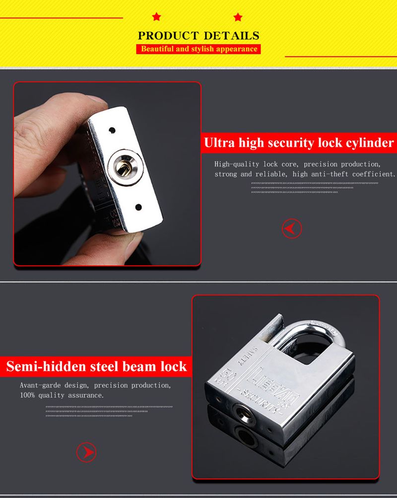 Cadenas à clé étanche et antirouille, cadenas multifonctionnel, serrure de fenêtre à tête déverrouillée antivol pour porte_voghion.com