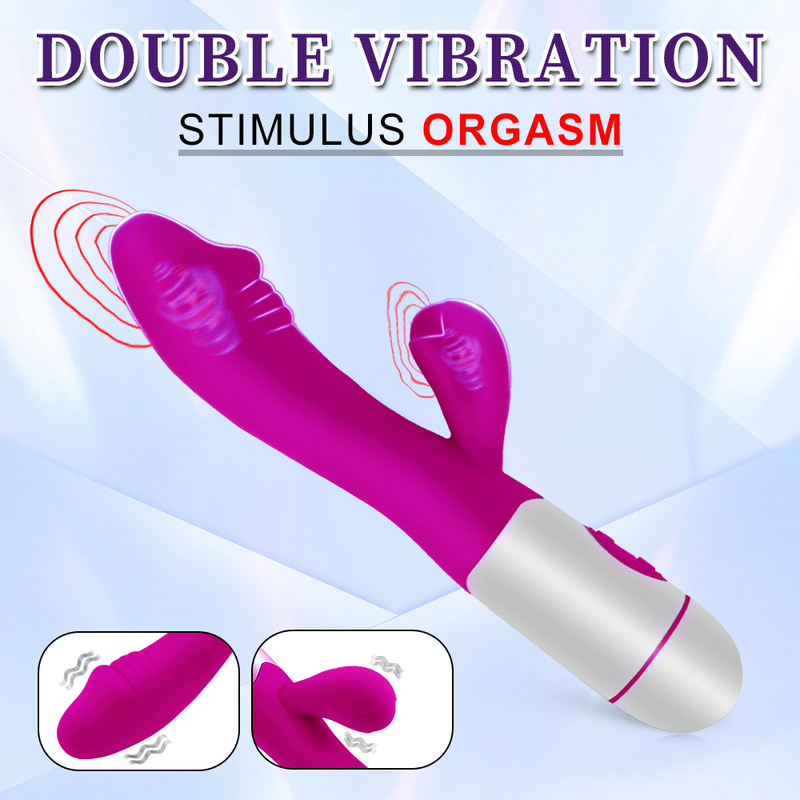 Dildo ricaricabile, vibratore a coniglio, doppia vibrazione, massaggiatore per punto G, AV stick, giocattoli sessuali per donne e donne_voghion.com