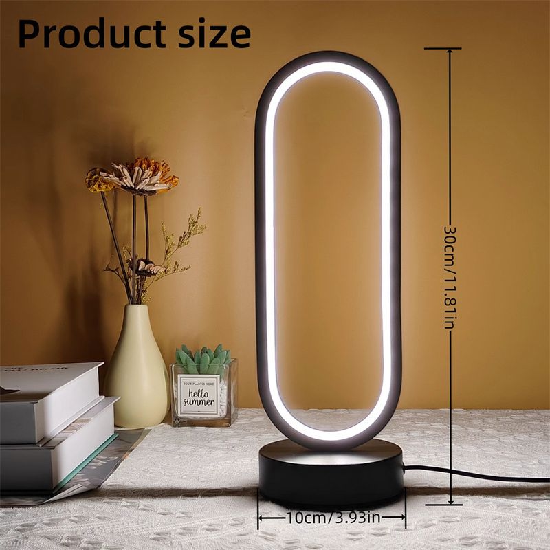 Lampada da comodino nordica per camera da letto, decorazione di lusso, creativa, anello circolare nero, semplice, atmosfera calda, lampada da scrivania_voghion.com