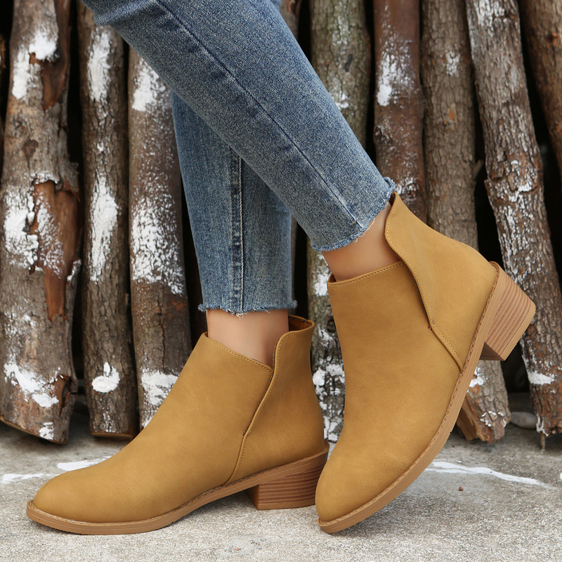 Women's shoes autumn and winter new large size suede Martin boots women's thick heel solid color women's short boots in stock one drop_voghion.com
