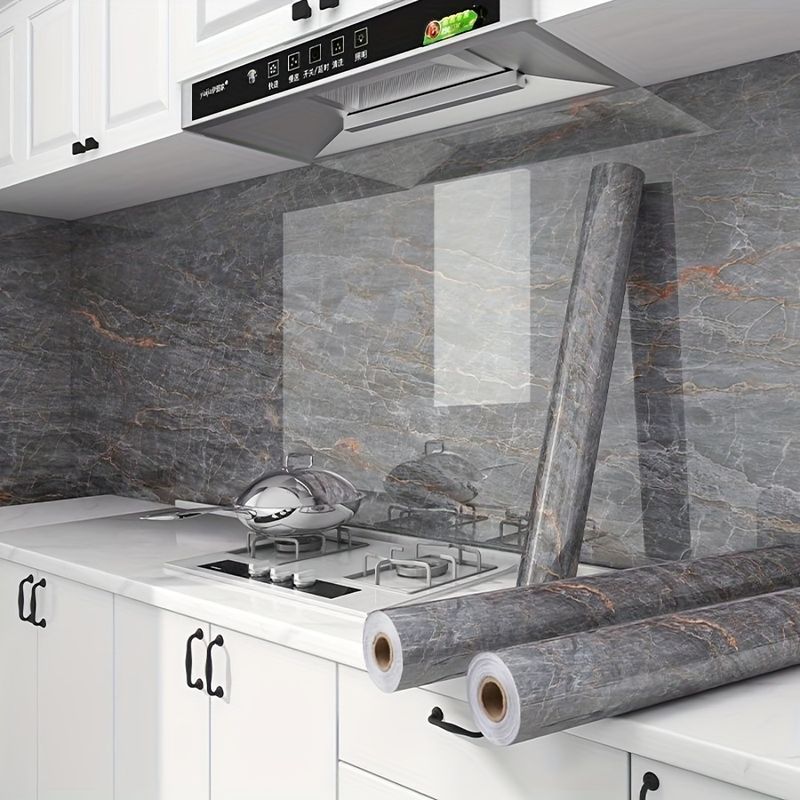 Kitchen Countertop Oil-proof Waterproof Gray Renovation Decoration Removable Marble Sticker_voghion.com