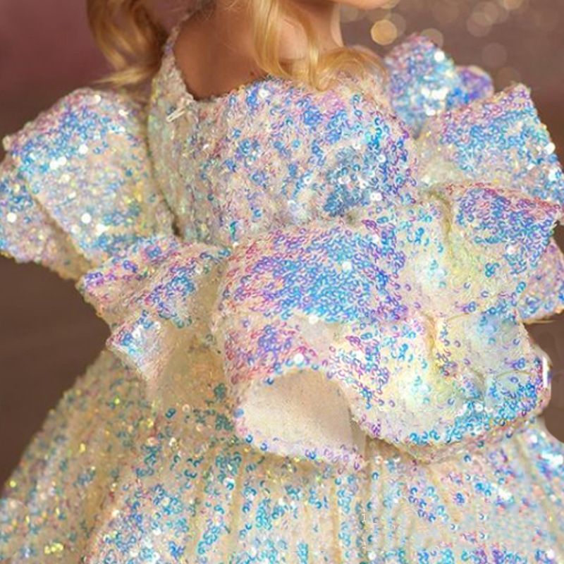 Prinsessenjurk voor kinderen, pluizig garenmeisje, model, catwalk, avondjurk, bloemenmeisjesjurk, kleine gastheer, kleurrijk optredenkostuum_voghion.com