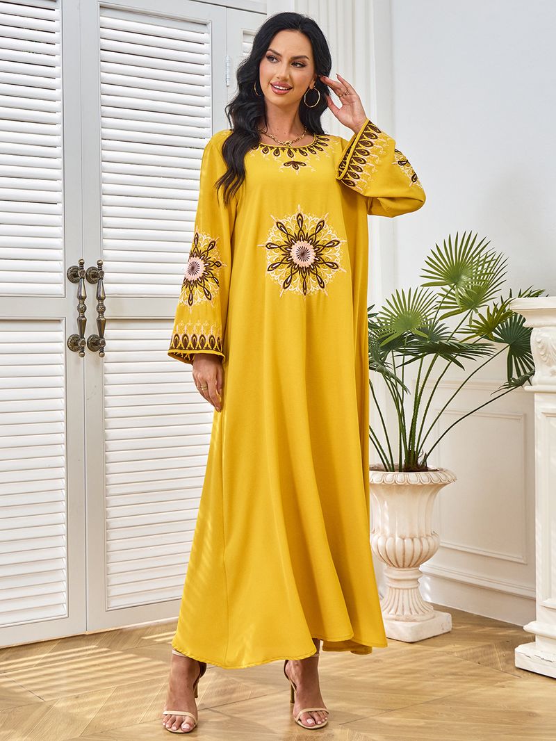 2025 Muslim Dubai Abaya Damen Besticktes Gewand Abendkleid 3A2_voghion.com