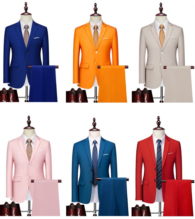 Men's business casual men's fashion host, wedding groomsman suit, two-piece set_voghion.com