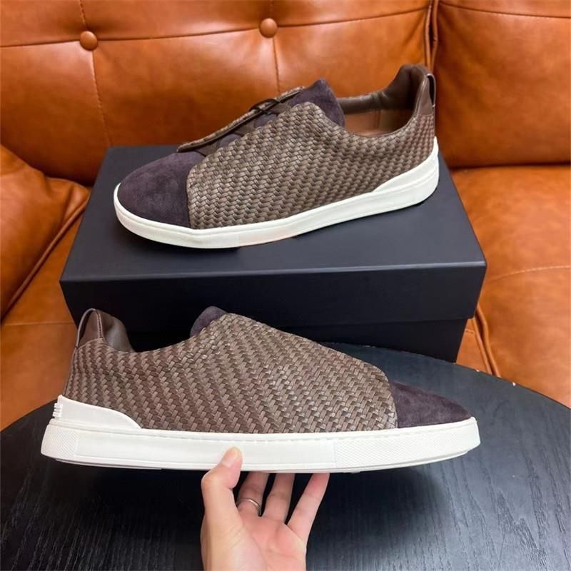 Scarpe da guida comode e comode slip-on in pelle intrecciata nera da uomo, di nuovo stile_voghion.com