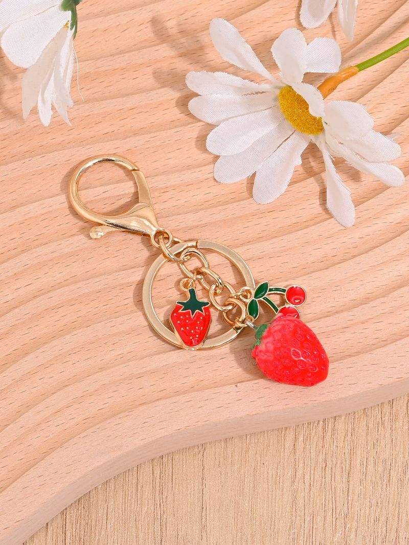 Portachiavi giapponese coreano a forma di fragola e ciliegia per donna, squisito e carino_voghion.com