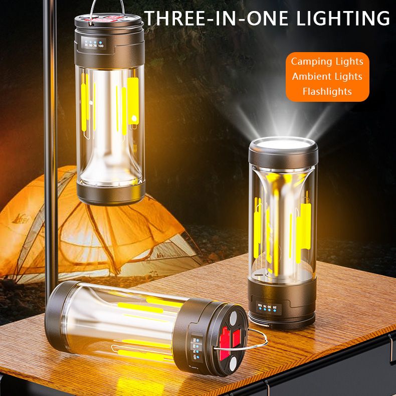 Nieuwe multifunctionele kampeerlamp Type-C oplaadbaar zaklamp met lange levensduur kampeersfeerlicht_voghion.com